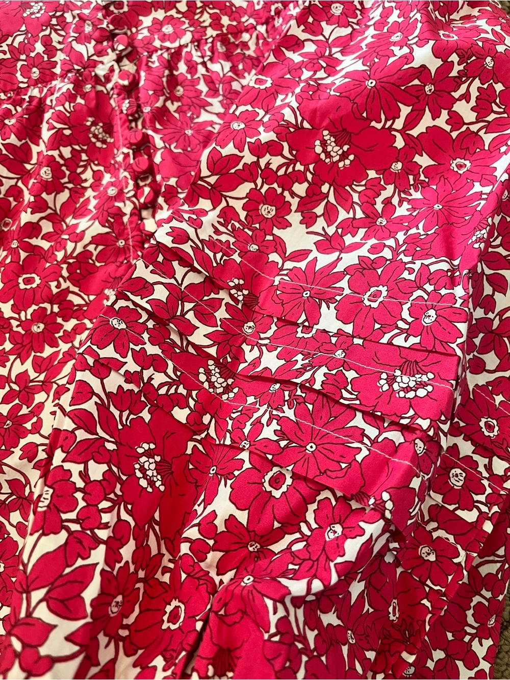 J. Crew Cotton Floral Long Sleeve Popover Blouse Top Pink Peasant Cottagecore S - Picture 10 of 11